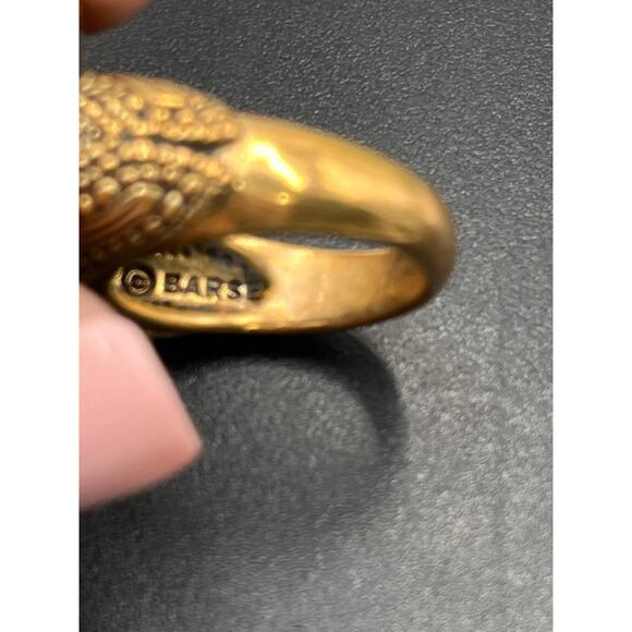 Barse THAI Signed Jubilee Turquoise‎ Round Thick Bronze Band Ring Sz 8.25 - Picture 11 of 11